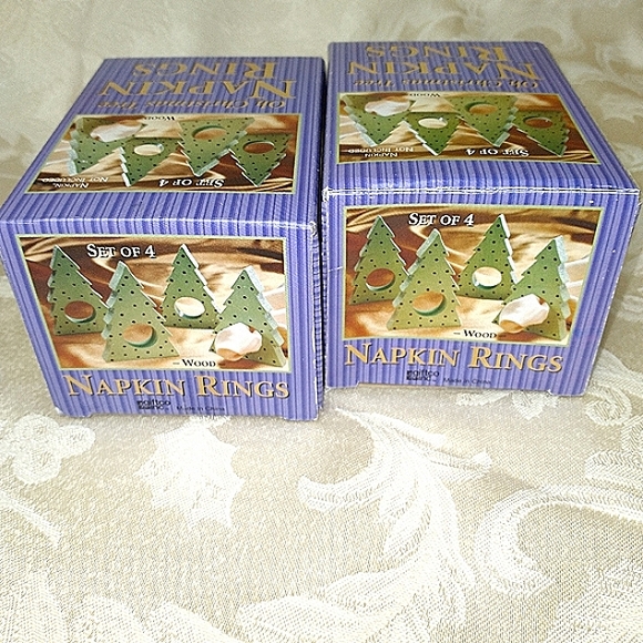 Christmas Tree Wooden Napkin Ring Set/8 - Picture 12 of 12